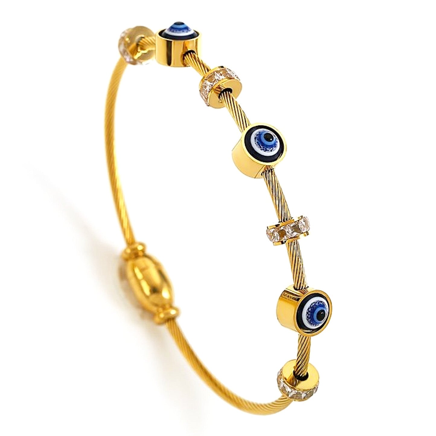 EVIL EYE CABLE BRACELATE (Gold Platted)