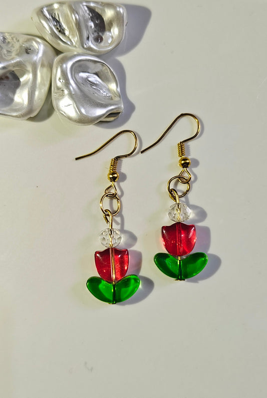 Glass Tulip Garden Drop Earrings