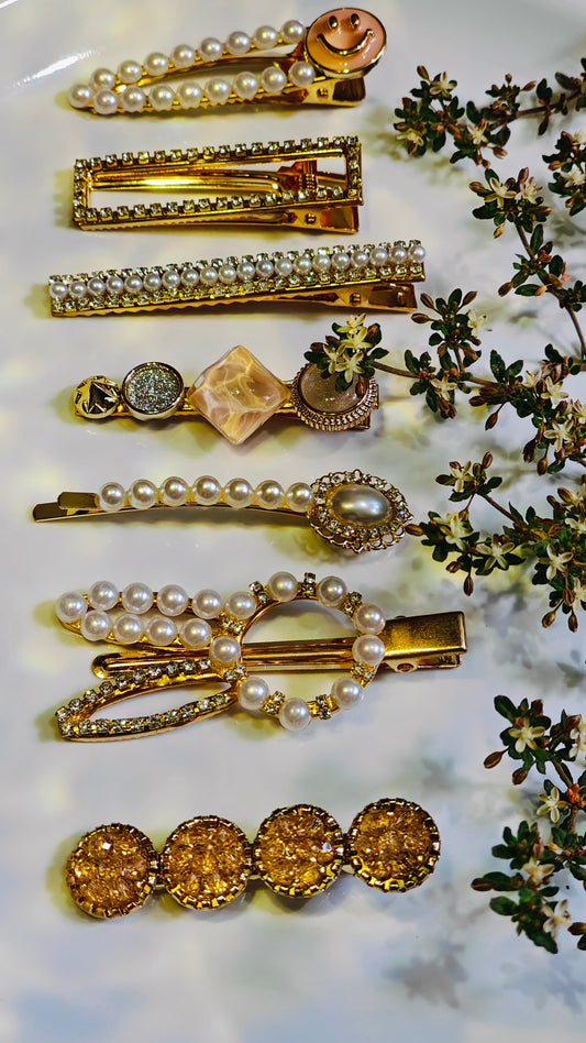 Elegant Pearl & Gem Hair Clip - Randomly any 2