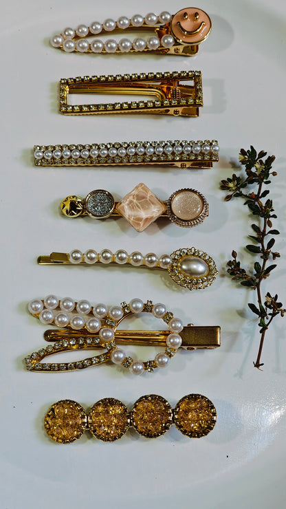 Elegant Pearl & Gem Hair Clip - Randomly any 2
