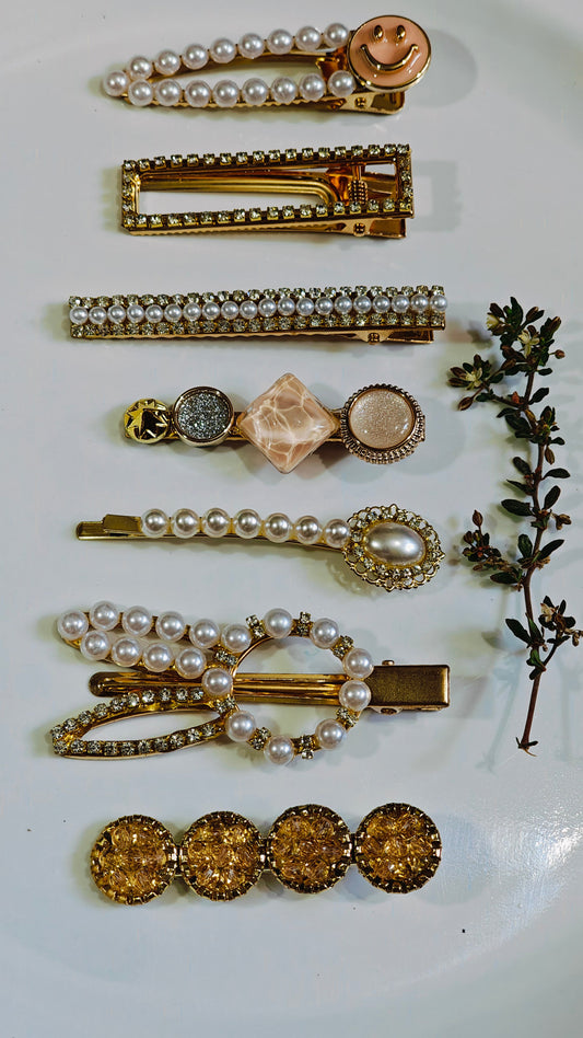 Elegant Pearl & Gem Hair Clip - Randomly any 2