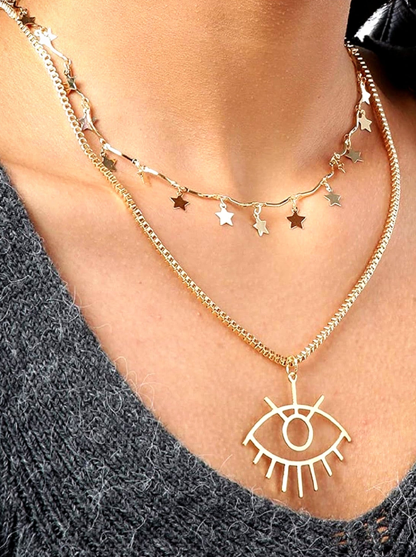 CHARM LAYERED NECKLACE (Gold Plated)