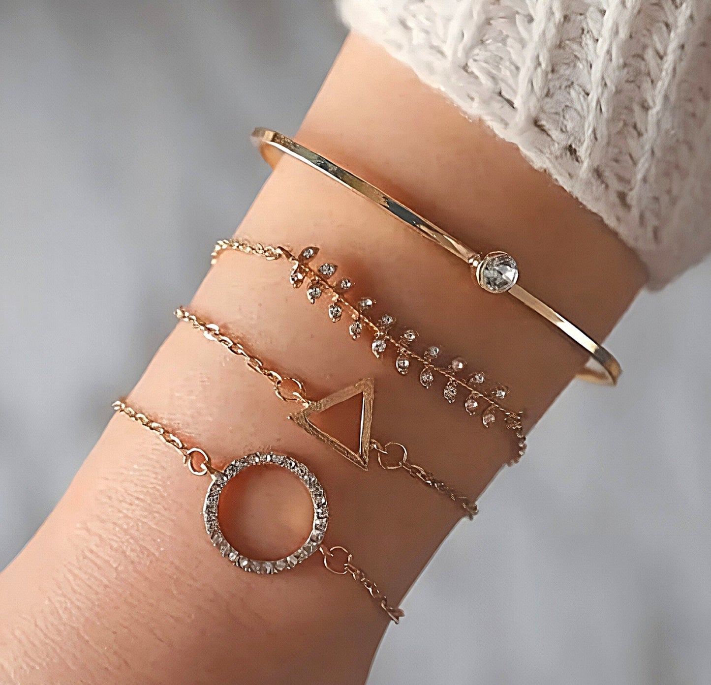 GEOMETRY BRACELET SET (Gold Platted)
