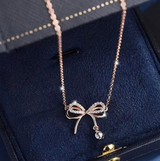 BOW PENDENT NECKLACE (Rose Gold)