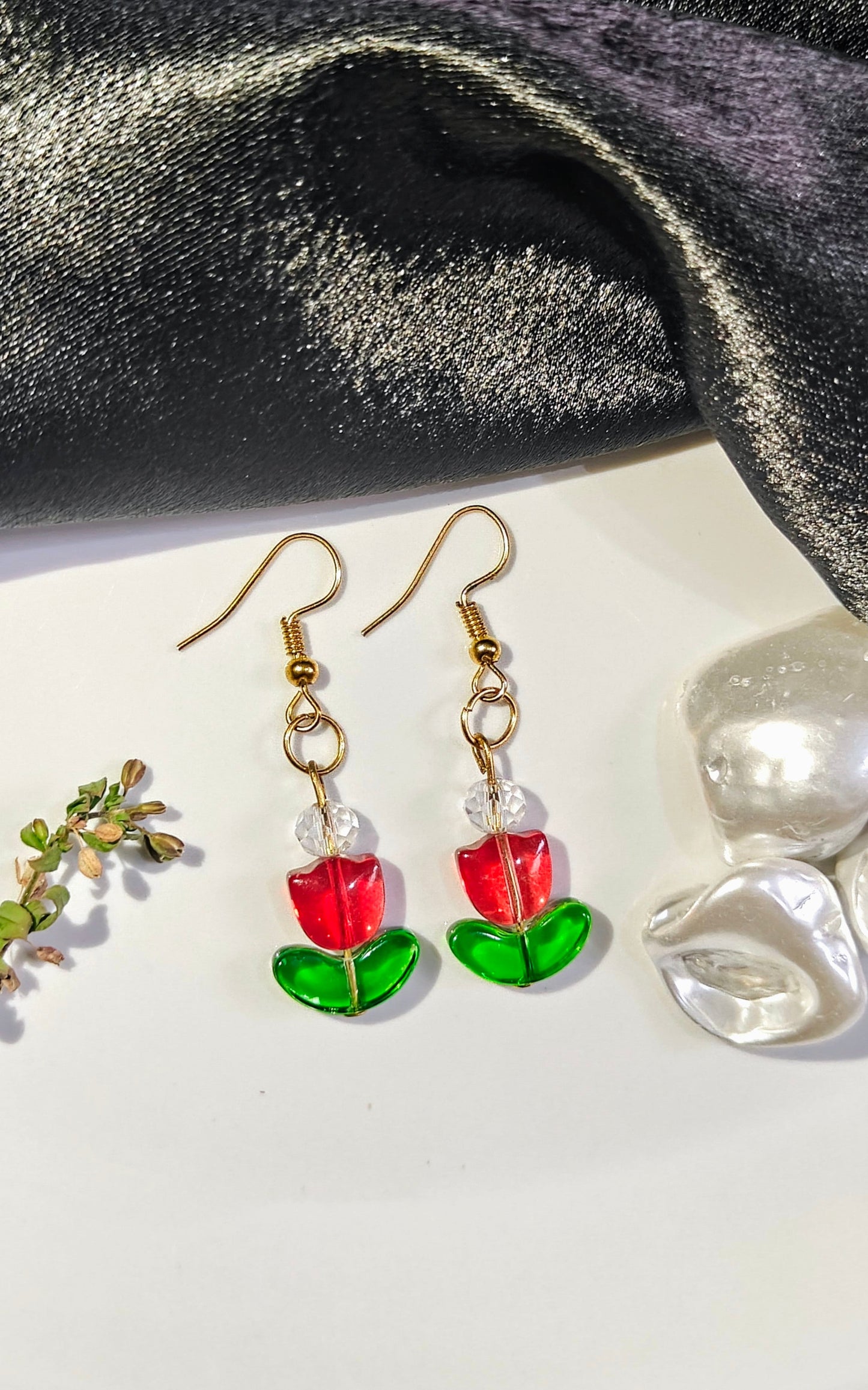 Glass Tulip Garden Drop Earrings